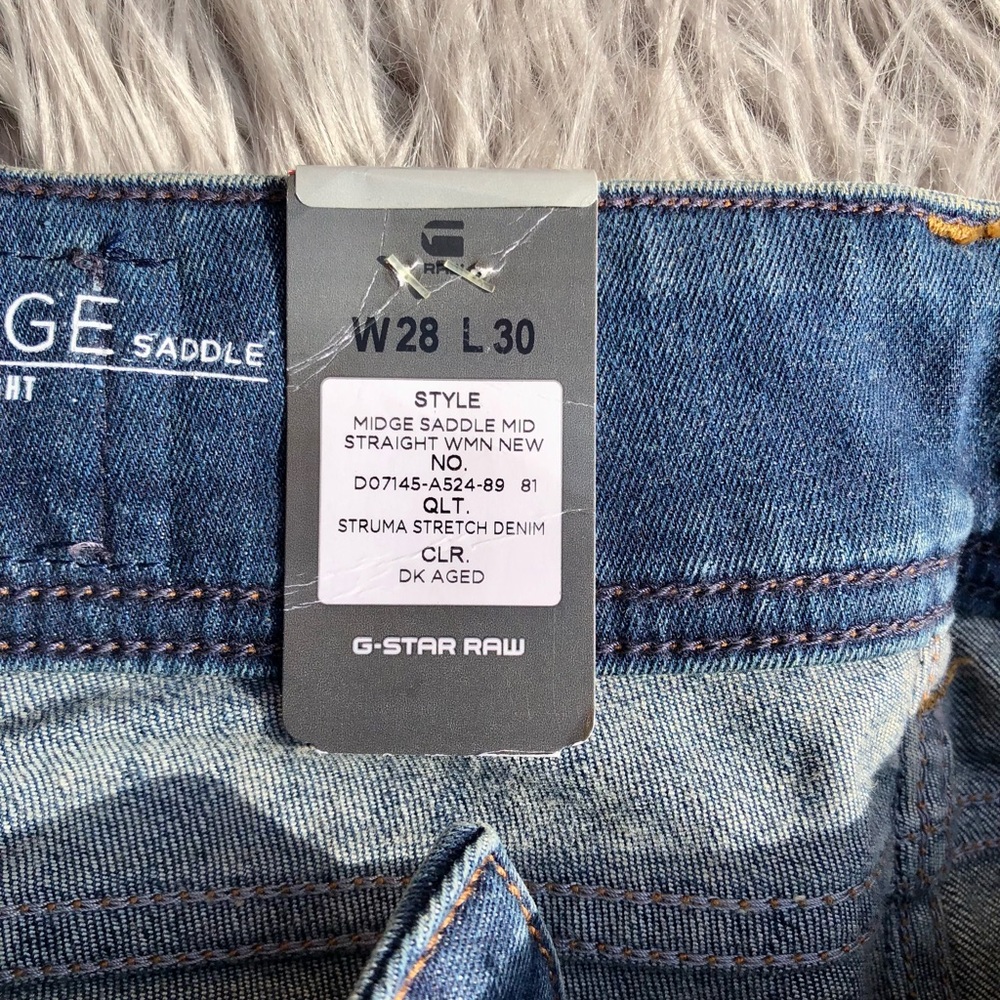 NWT G-Star Raw Midge Saddle Mid-Waist Straight Jeans, Size 28 - Picture 4 of 5